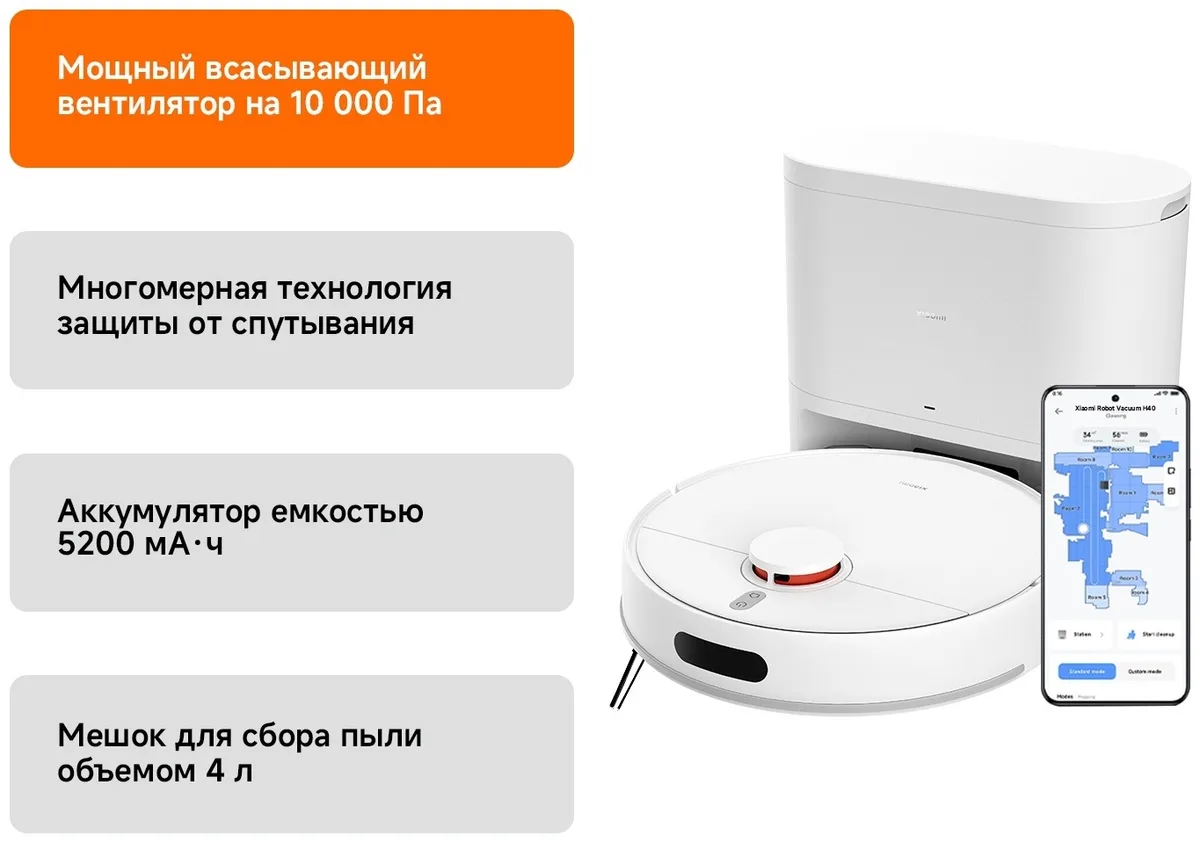 Робот-пылесос Xiaomi H40 Белый