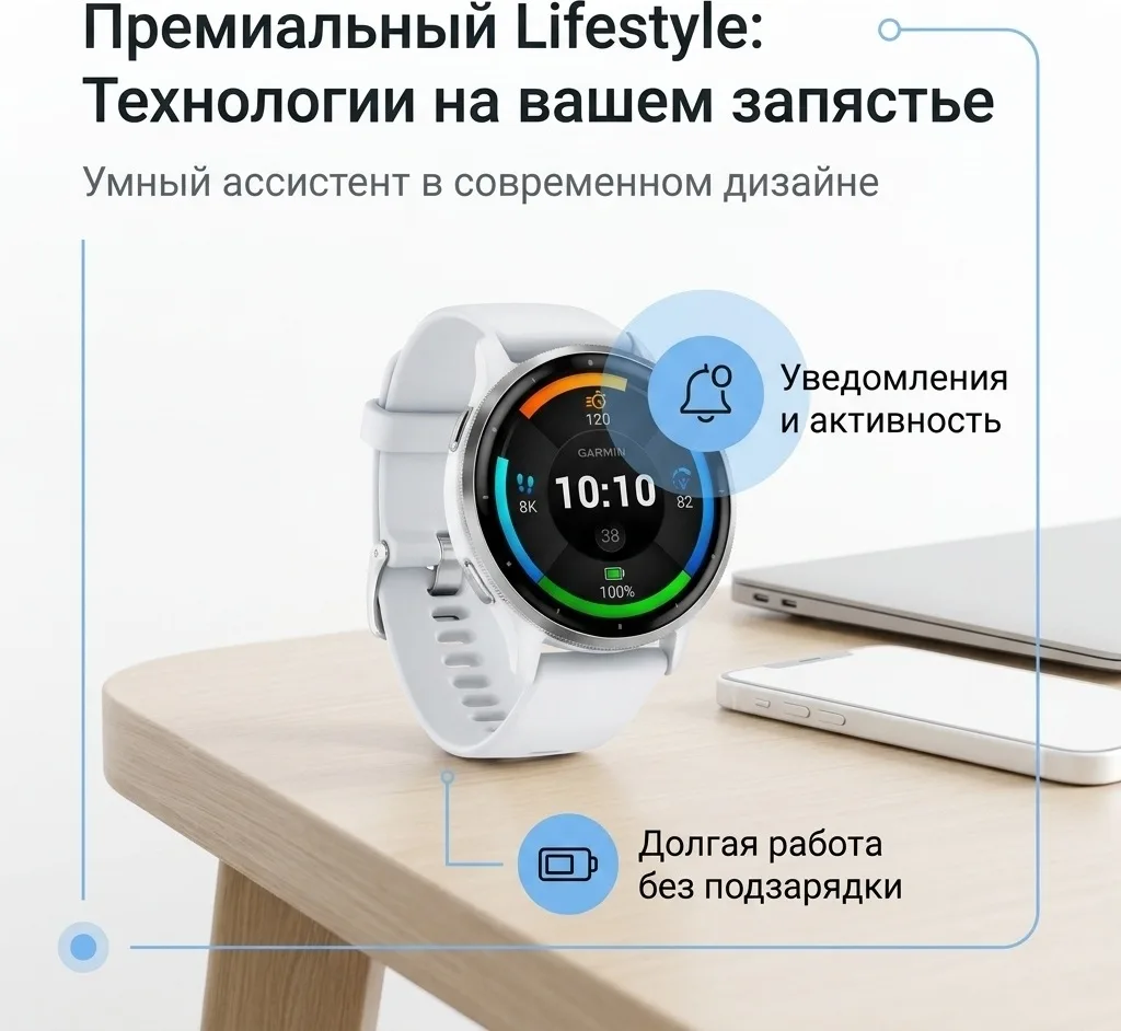 Смарт-часы Garmin VENU 3 45 мм белый (02784-00)