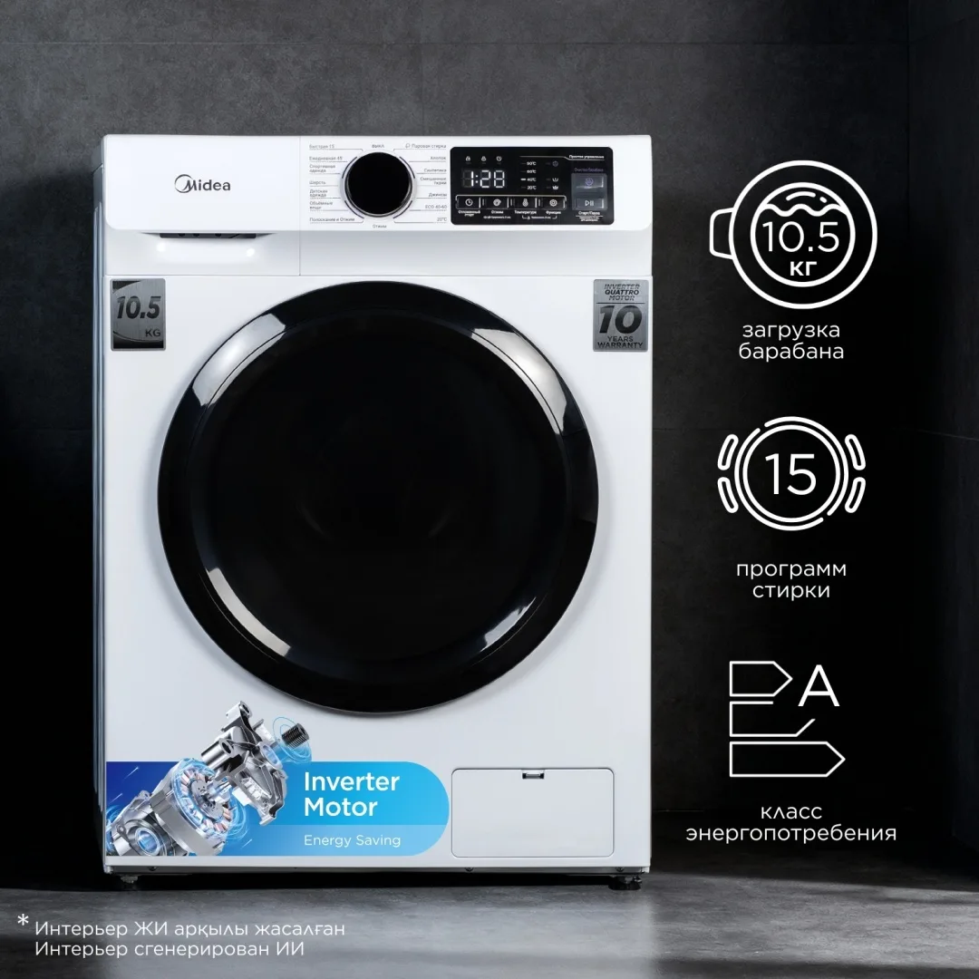 Стиральная машина Midea MFN11W105B/W-KZ