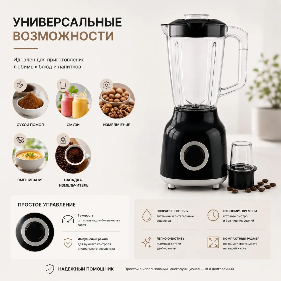 Блендер NEXME PB-888 черный