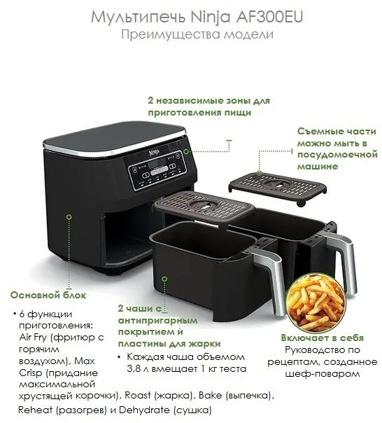 Аэрофритюрница Ninja AF300EU черный