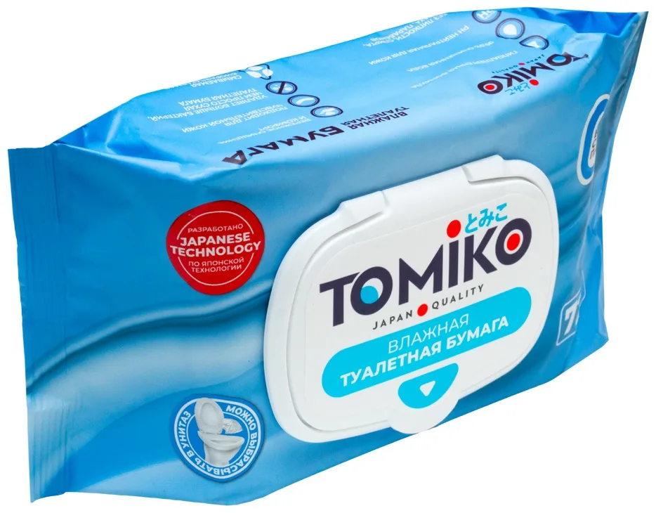 Детская влажная туалетная бумага TOMIKO 72 шт в уп.
