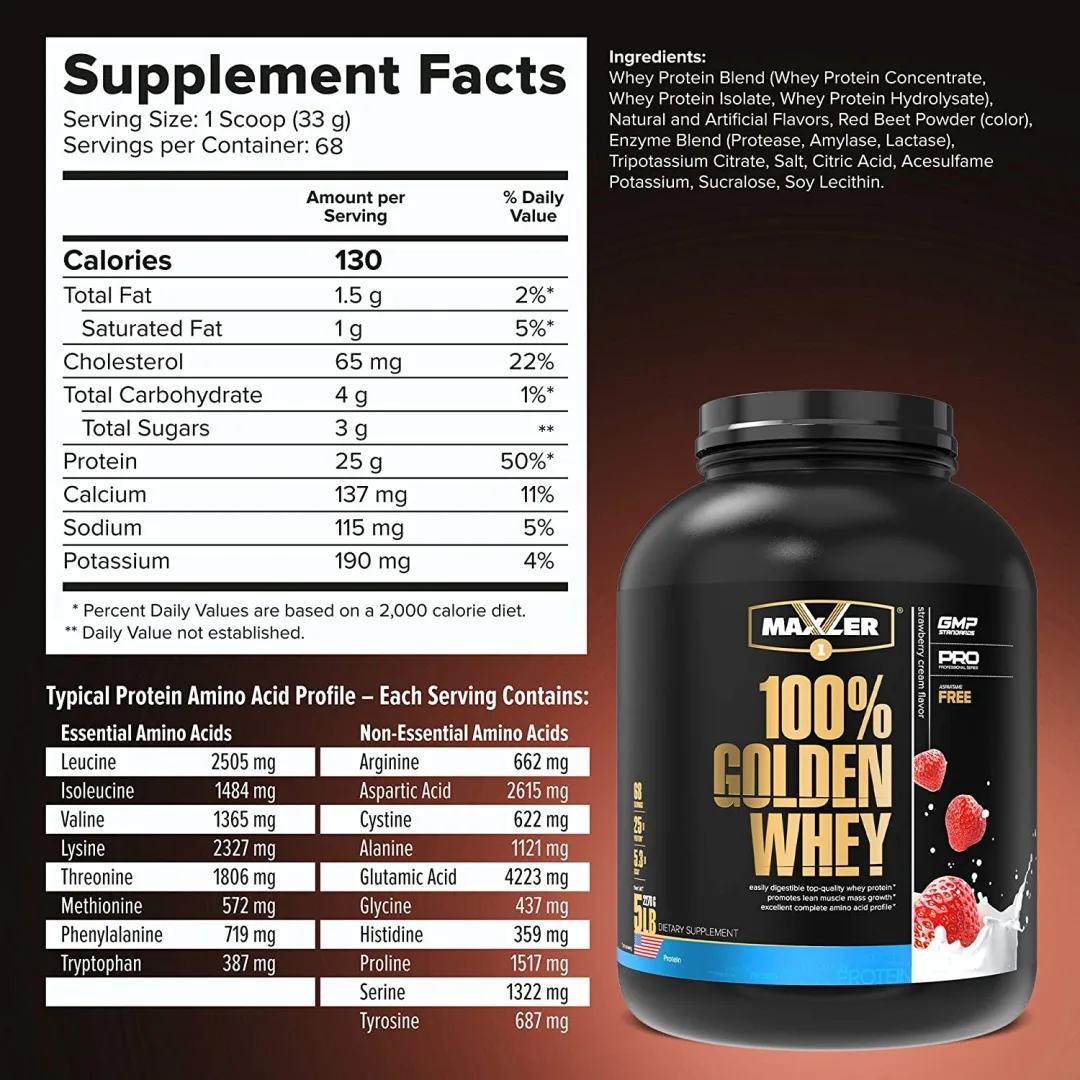 Протеин Maxler 100% Golden Whey Protein Strawberry 2270г (4638)