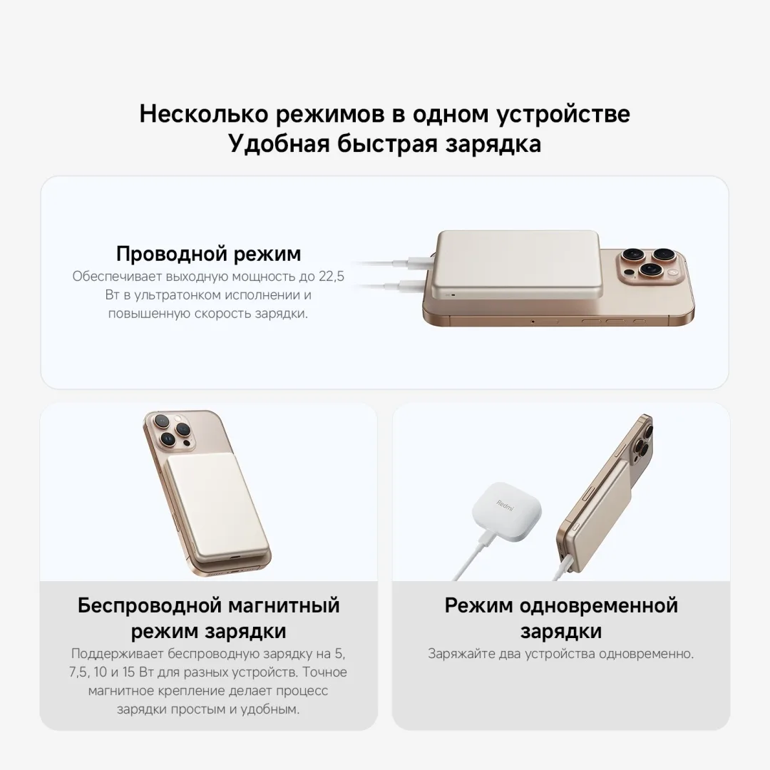 Аккумулятор Xiaomi Super Slim Magnetic Power Bank 5000 Blue
