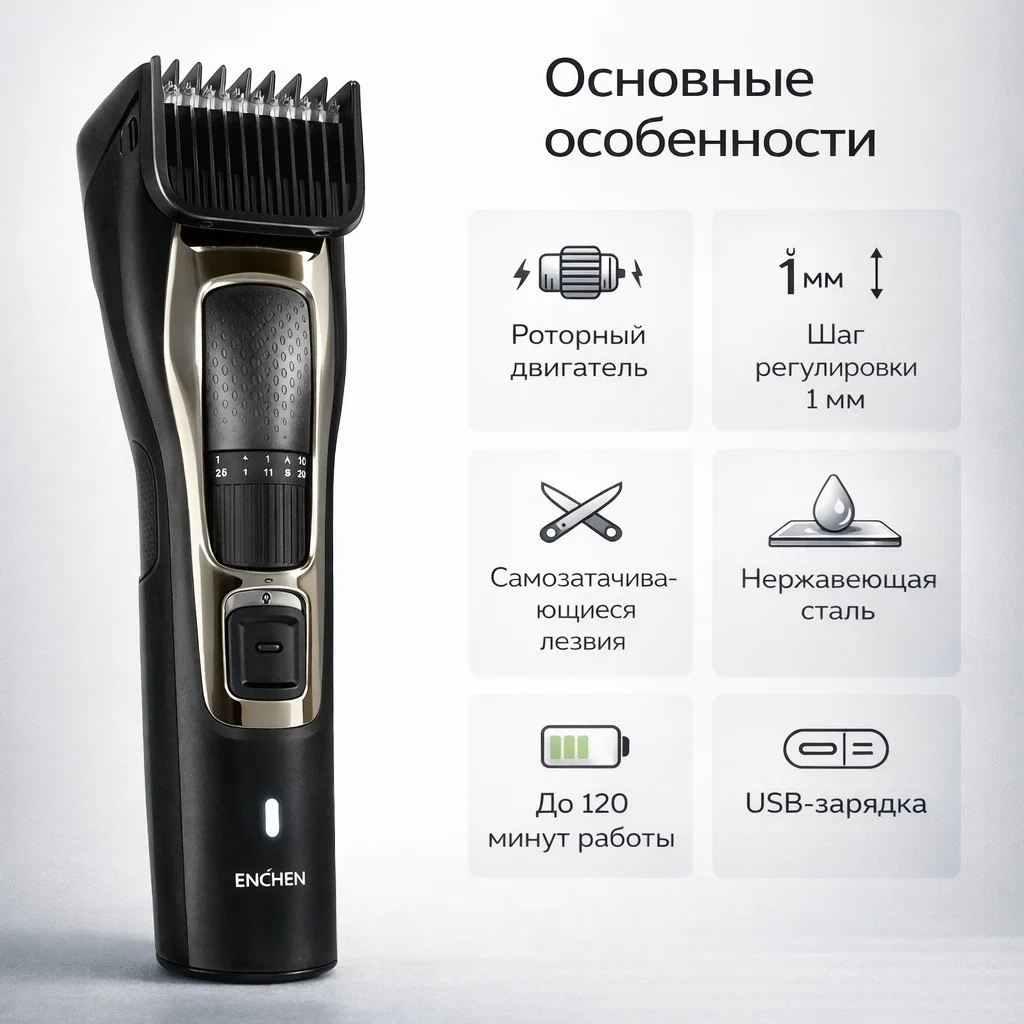 Триммер для волос Enchen Sharp 3s Черный