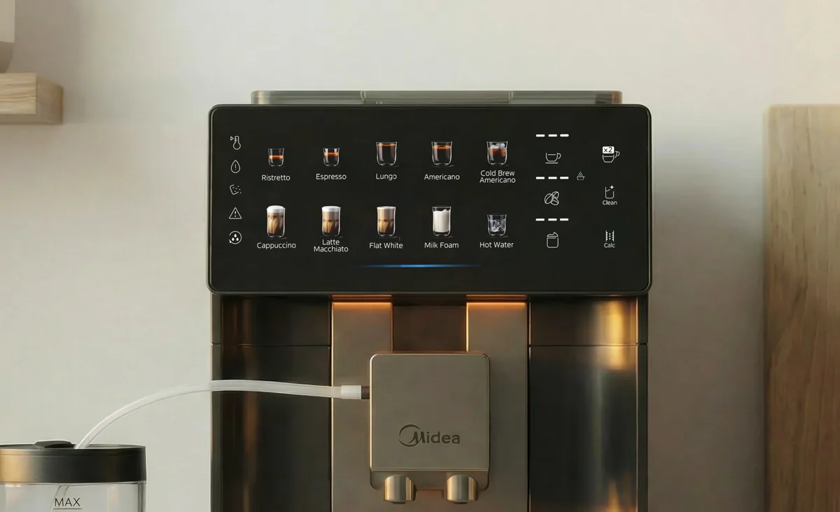 Кофемашина Midea MA-FACM1004A2 черный, стальной