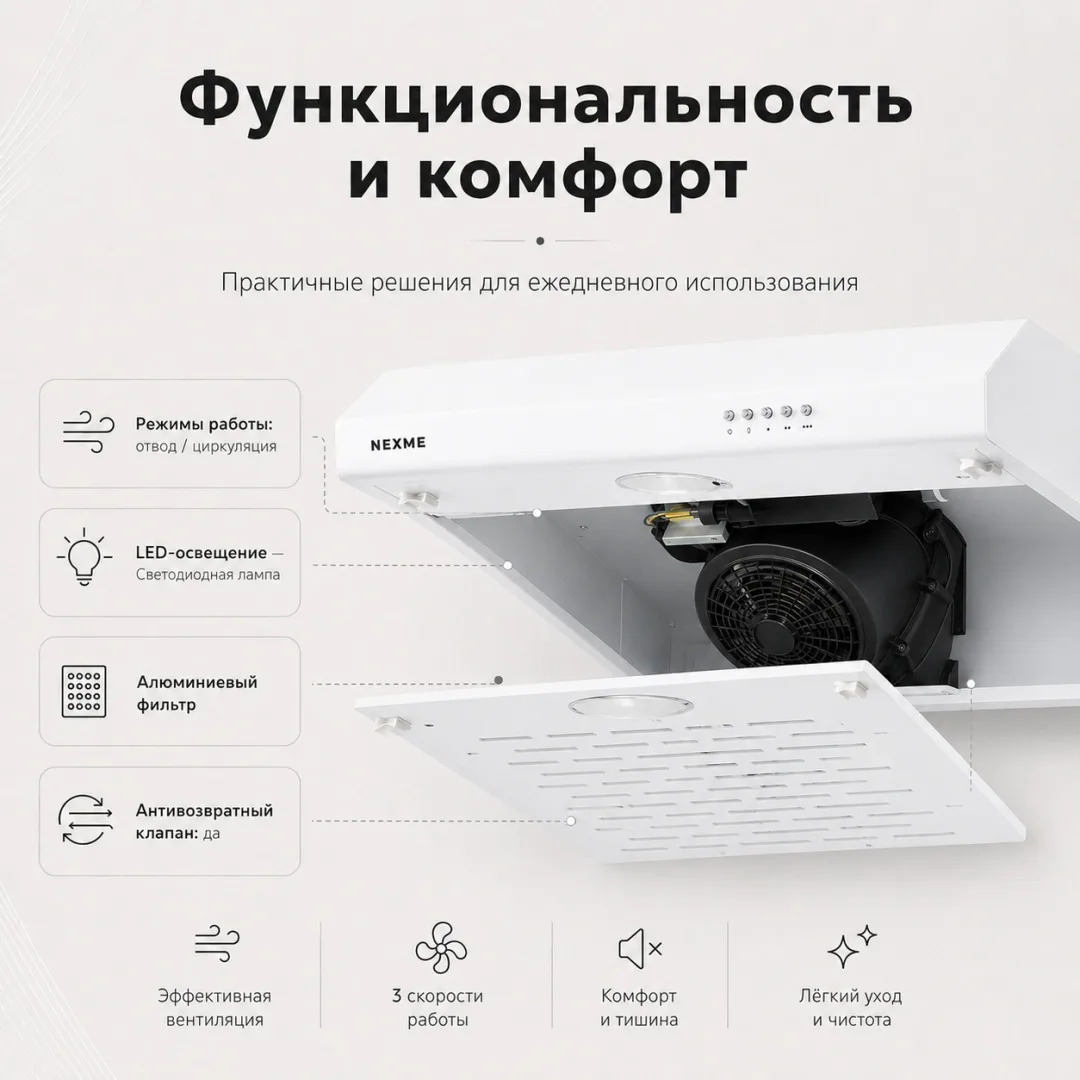 Вытяжка NEXME TC60W Белый