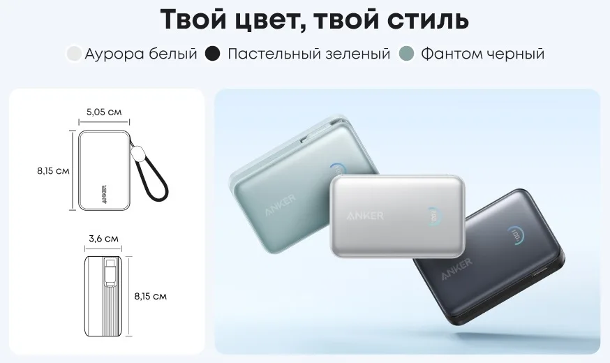 Внешний аккумулятор Anker Nano 10000mAh 45W (A1638H21) Белый