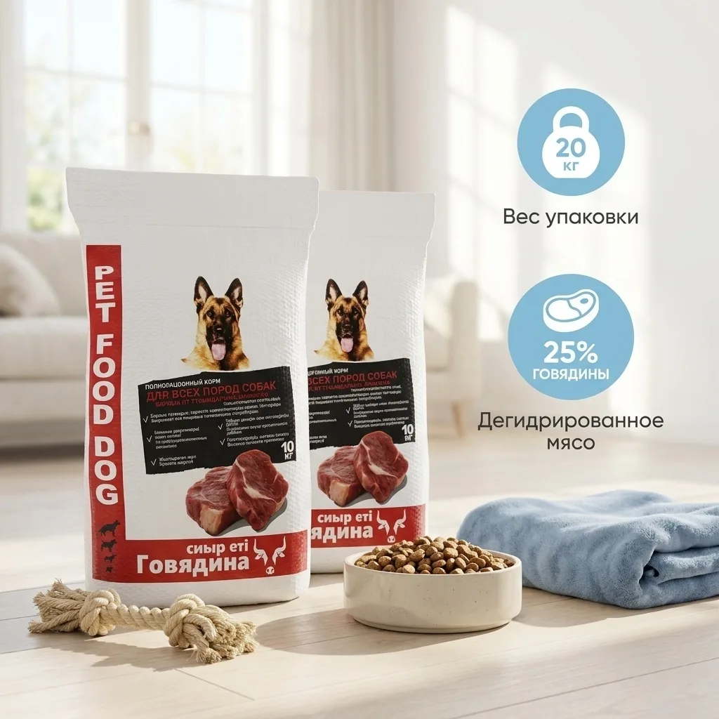 Корм Pet Food Говядина 10кг + подарок 1+1