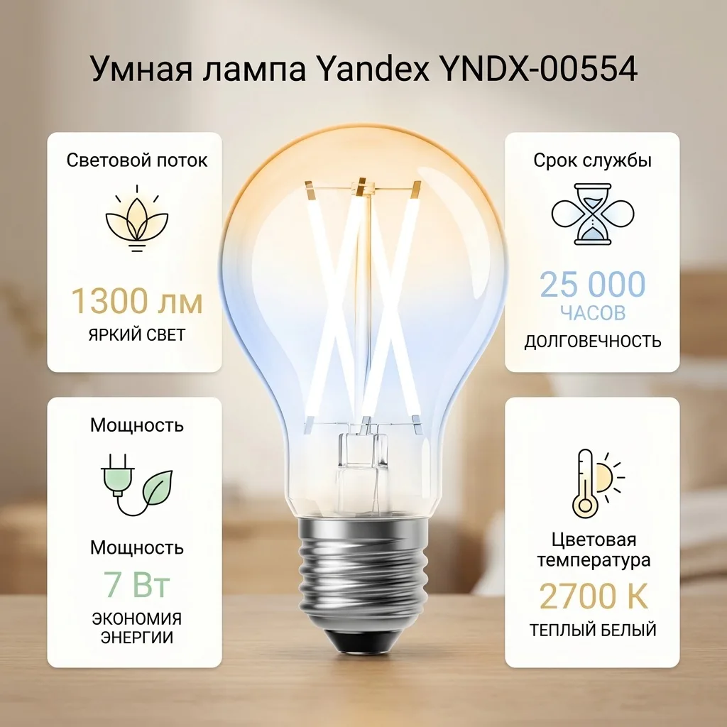 Умная лампочка Yandex YNDX-00554 7W E27