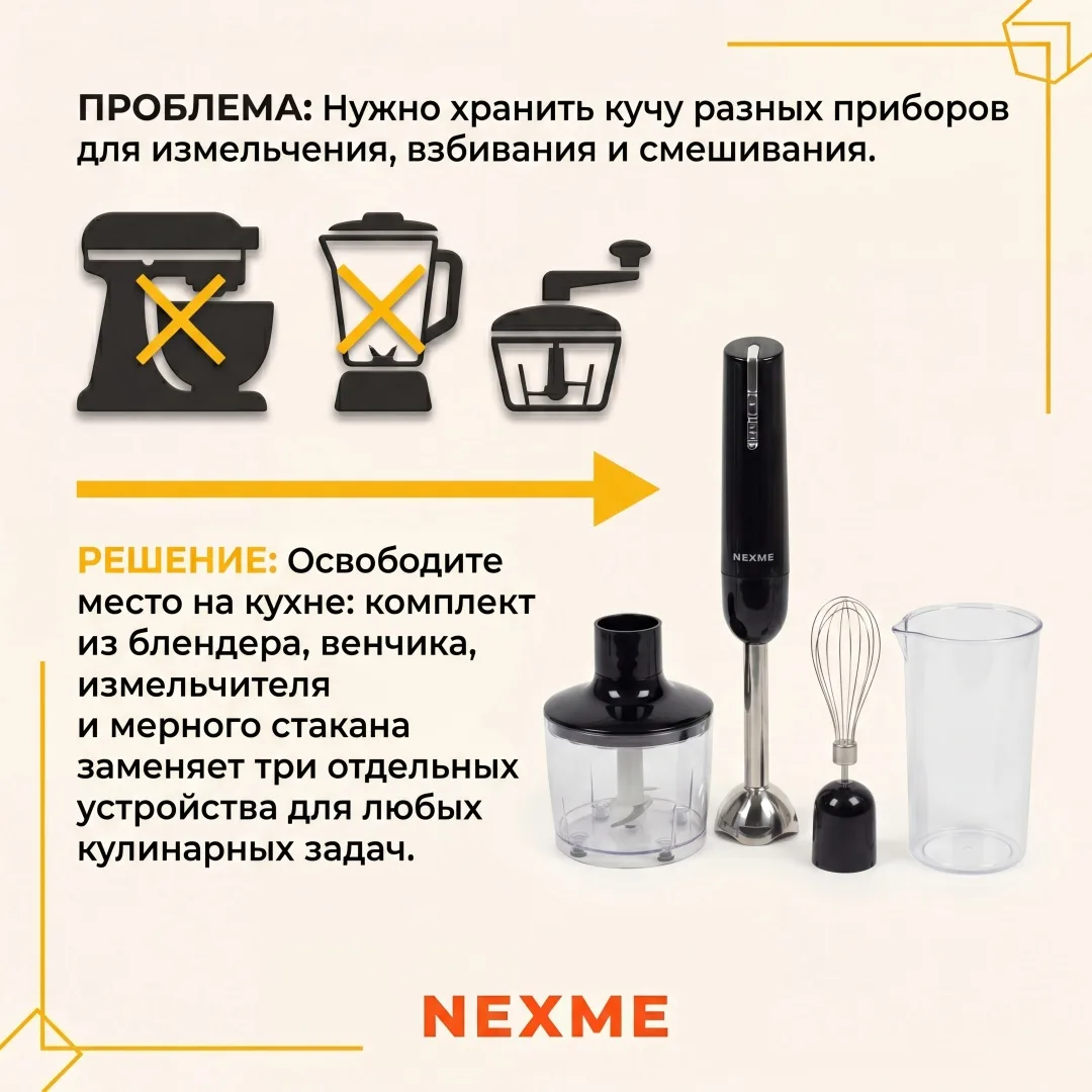 Блендер погружной Nexme HB-107BL Черный