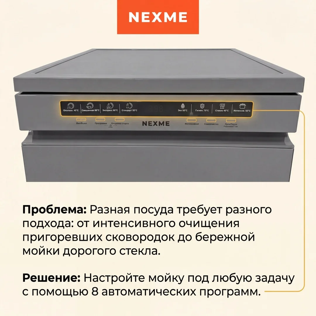 Посудомоечная машина NEXME DW13D02S Серый