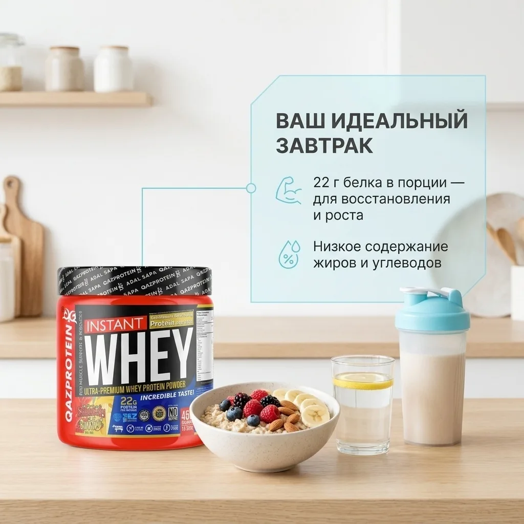 Протеин Qazprotein Instant WHEY 450г Клубника-банан (4201)