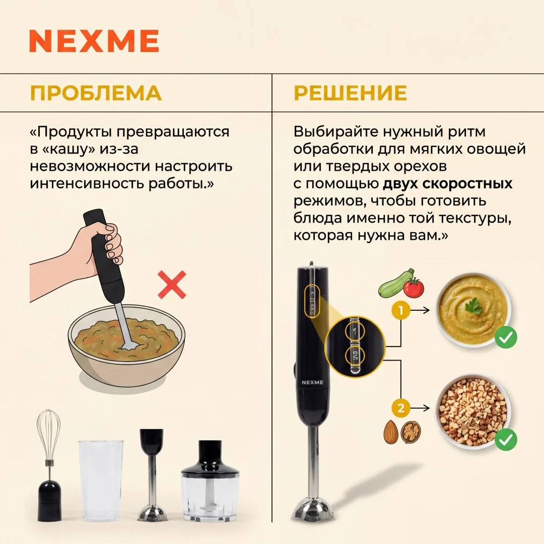 Блендер погружной Nexme HB-107BL Черный