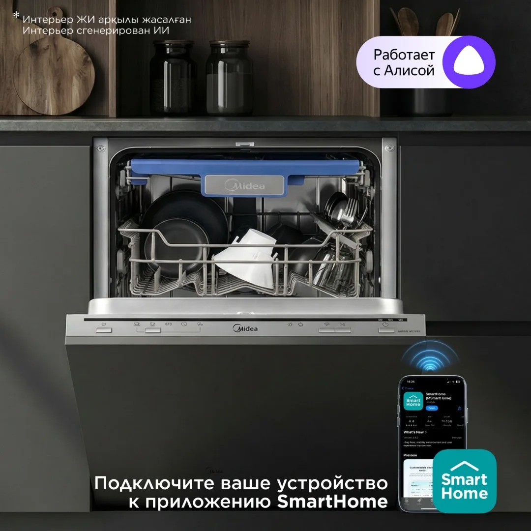 Посудомоечная машина Midea MDWB-4515BB серебристый