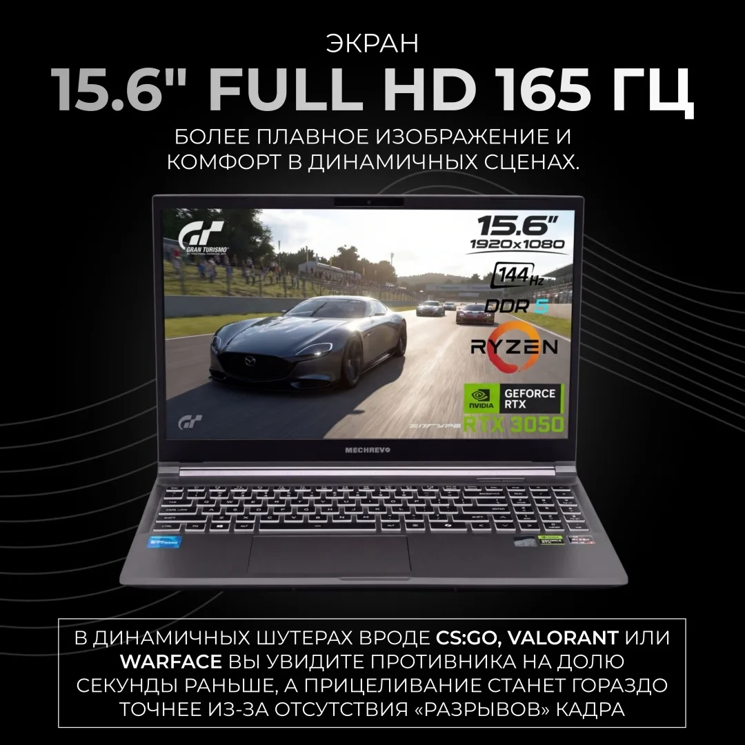 Ноутбук MECHREVO 15K R7-7445H 3050 Серый