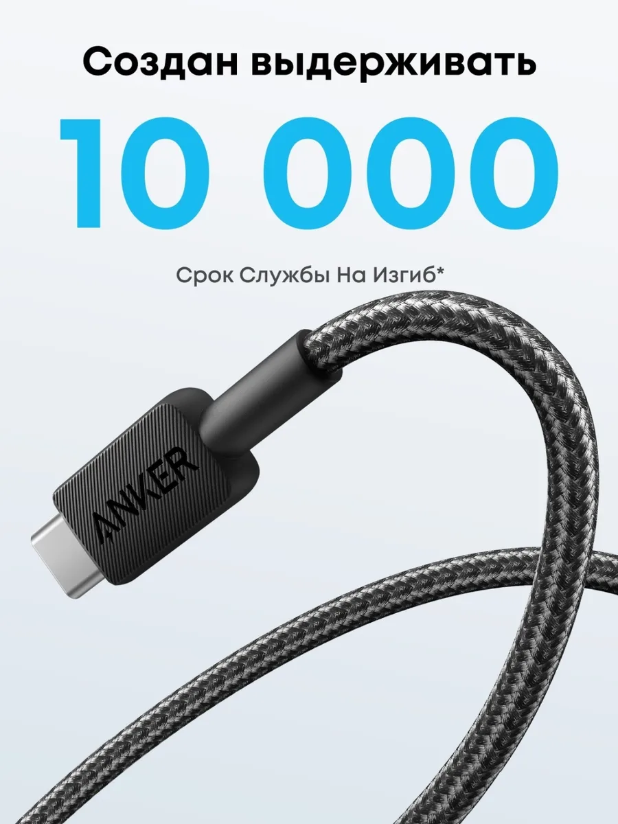 Кабель Anker 322 USB-C to USB-C Cable 1М (A81H5G11) Черный