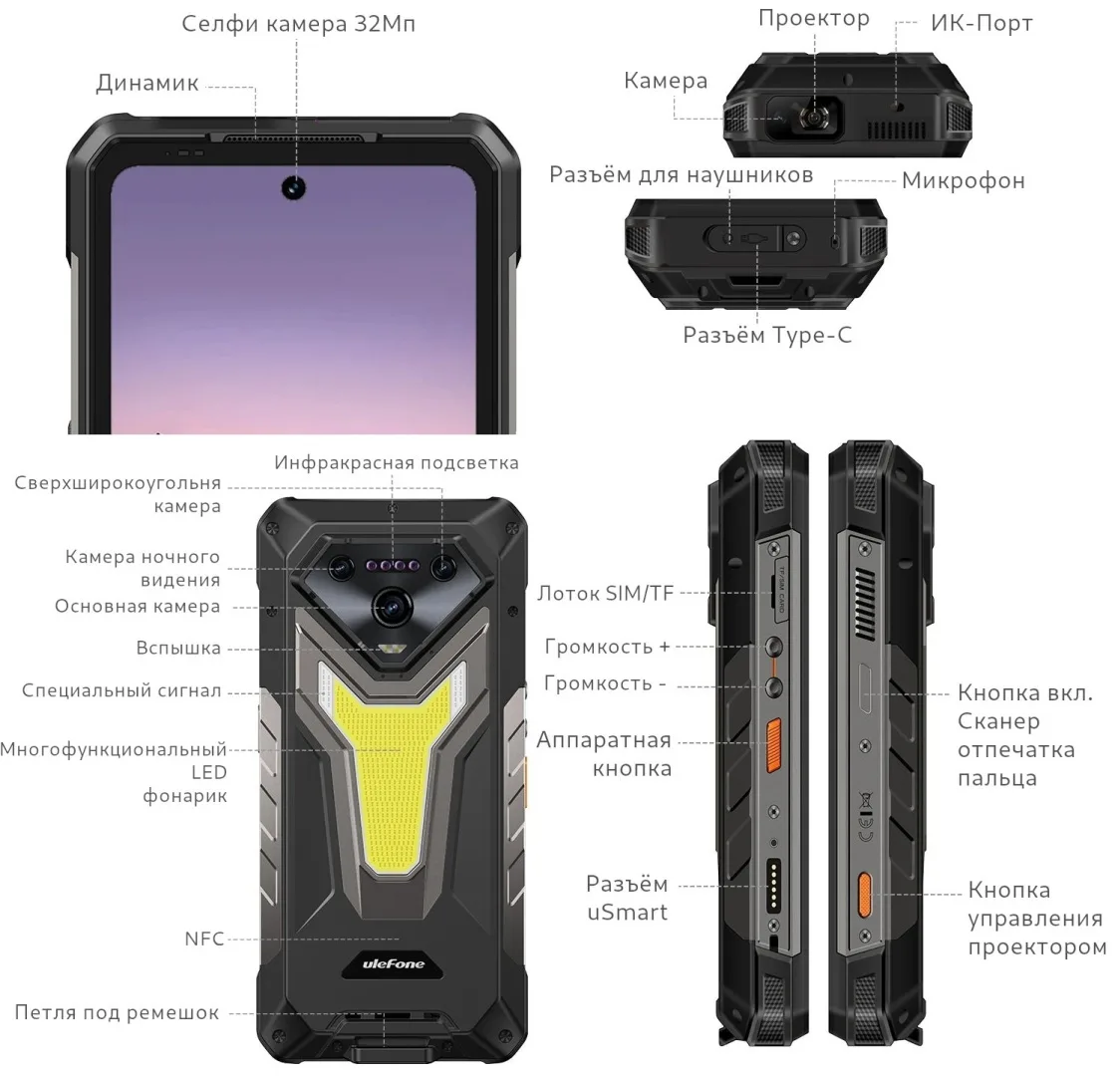 Смартфон Ulefone Armor 34 Pro+ 16 ГБ/512 ГБ черный