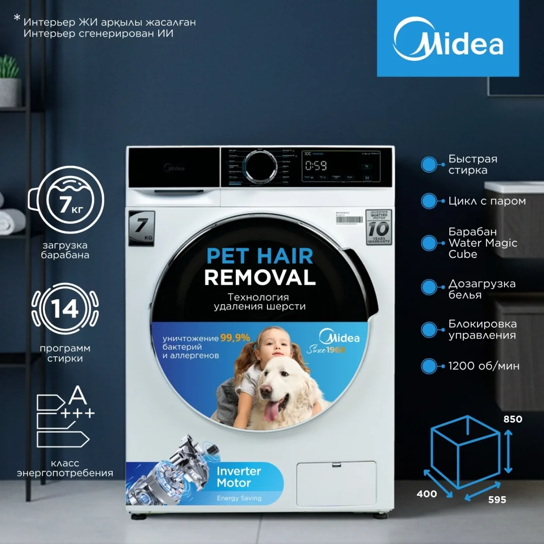 Стиральная машина Midea MFA01W70B/W-C белый, черный