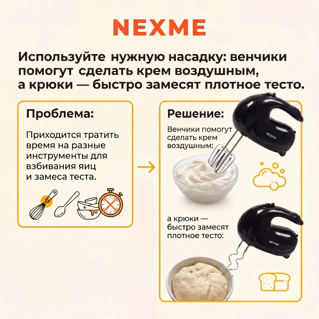 Ручной миксер Nexme GHM-001BL черный