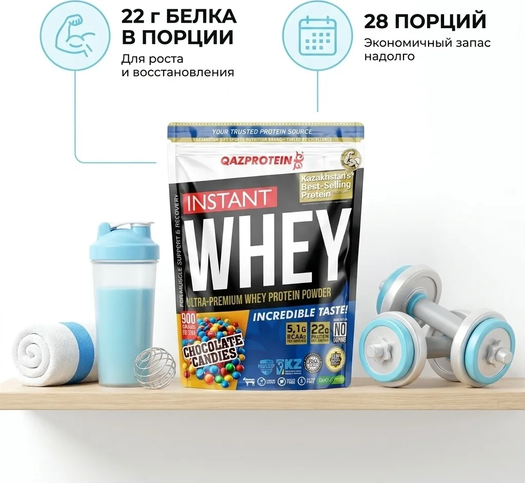 Протеин Qazprotein Instant WHEY 900г М+М (3532)