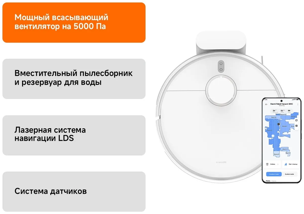 Робот-пылесос Xiaomi S40C Белый