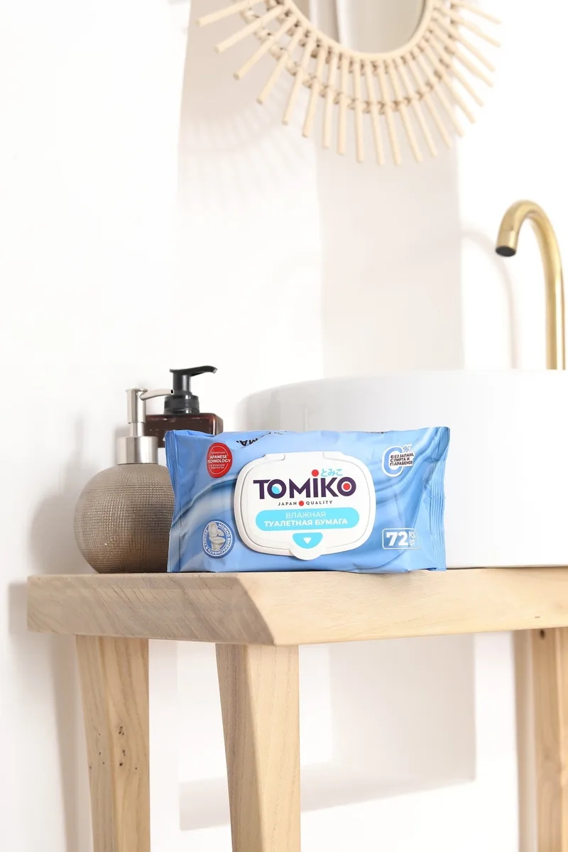 Детская влажная туалетная бумага TOMIKO 72 шт в уп.