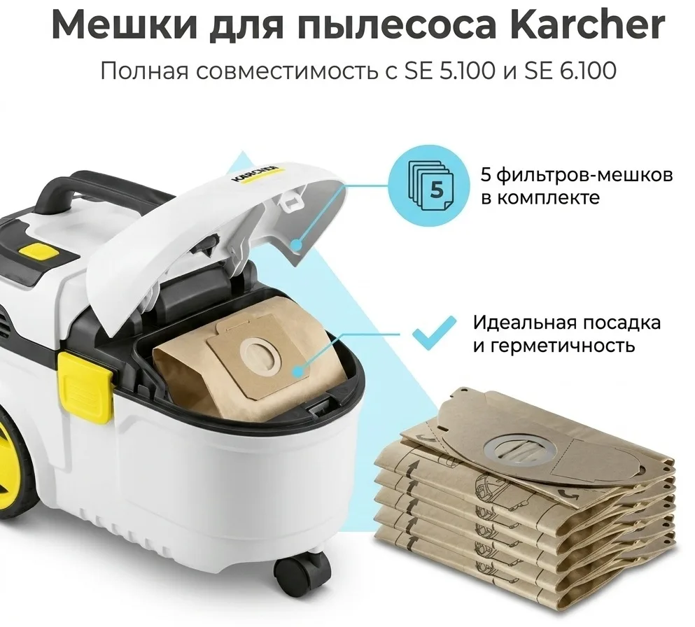 Бумажный фильтр-мешок Karcher SE 3001, 5.100 (5 шт)
