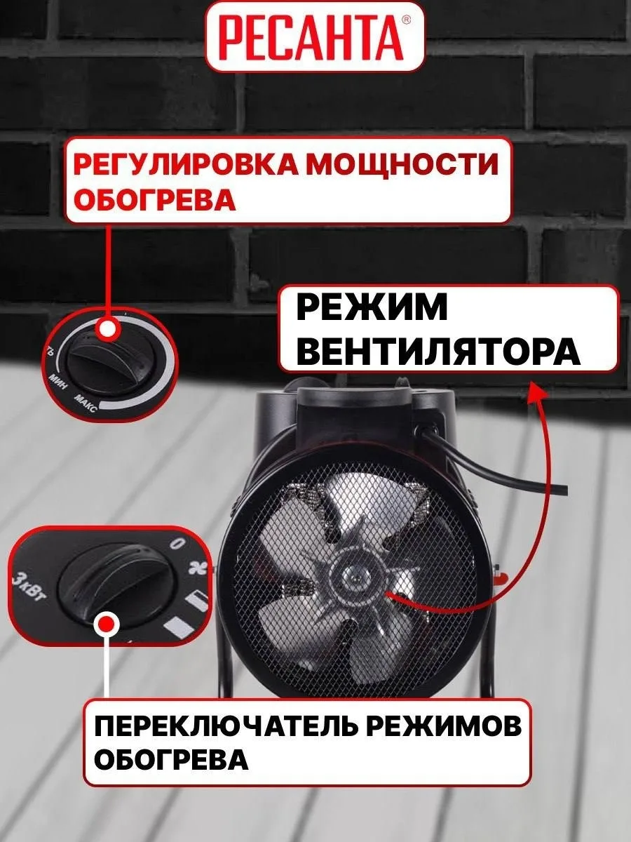 Тепловая электрическая пушка Ресанта ТЭПК-3000К, 3 кВт