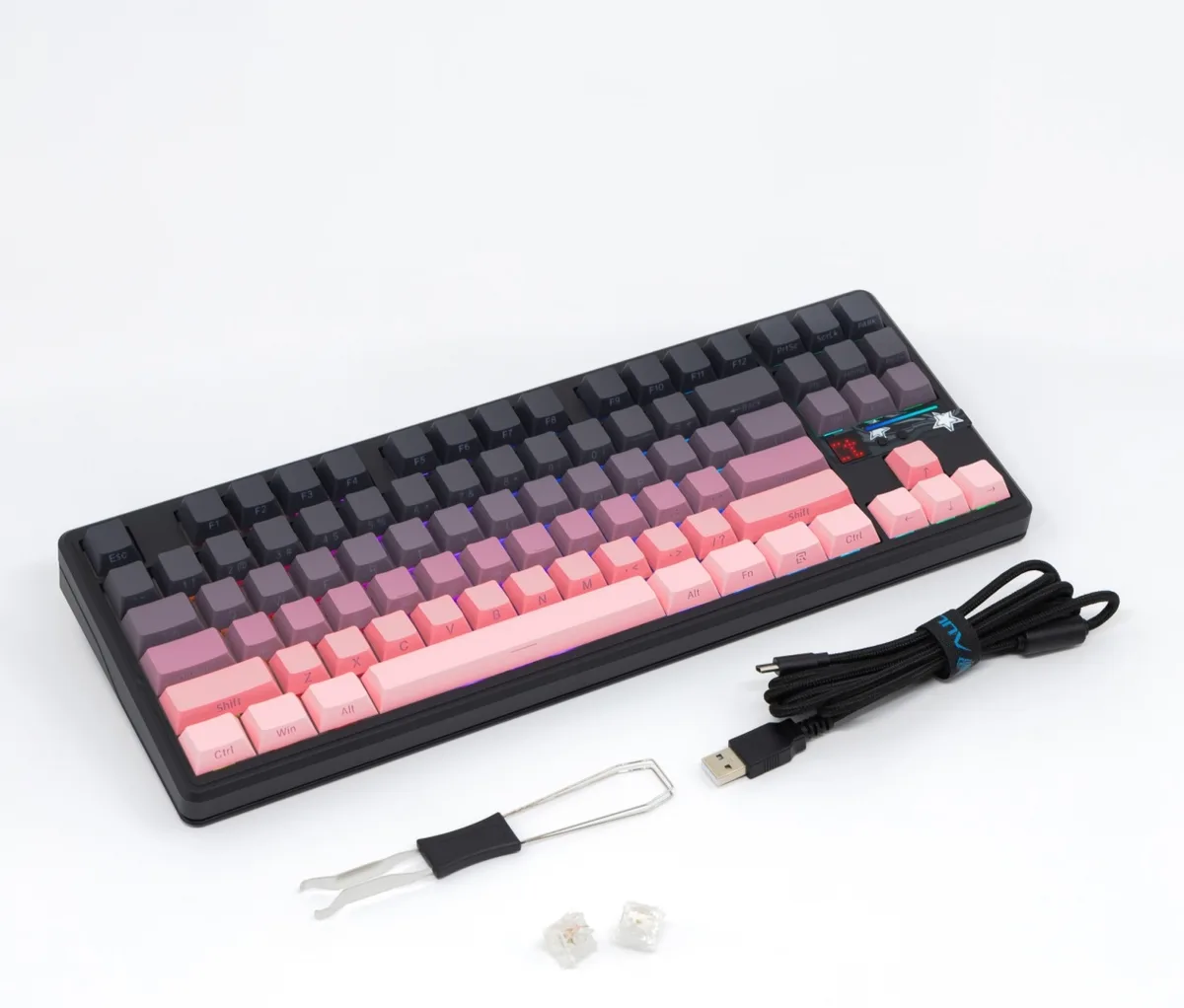 Клавиатура AULA F87 Pro Blank Черно-Розовый (2643)
