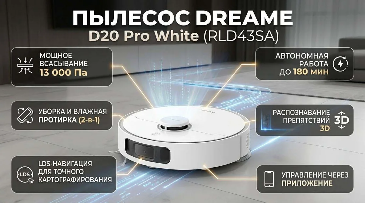 Робот-пылесос Dreame D20 Pro Белый