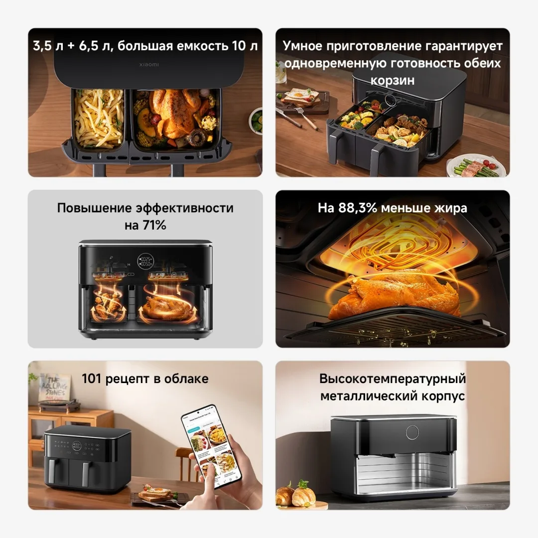 Аэрогриль Xiaomi Air Fryer Dual Zone 10L Черный