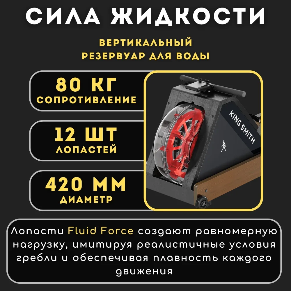 Гребной тренажер KINGSMITH Ultra WR20 Walnut
