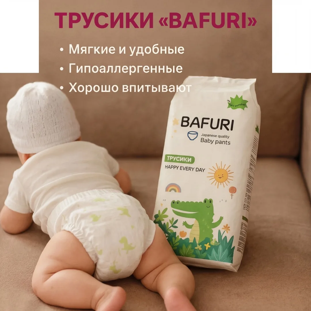 Подгузники трусики BAFURI M, 3, 46 шт