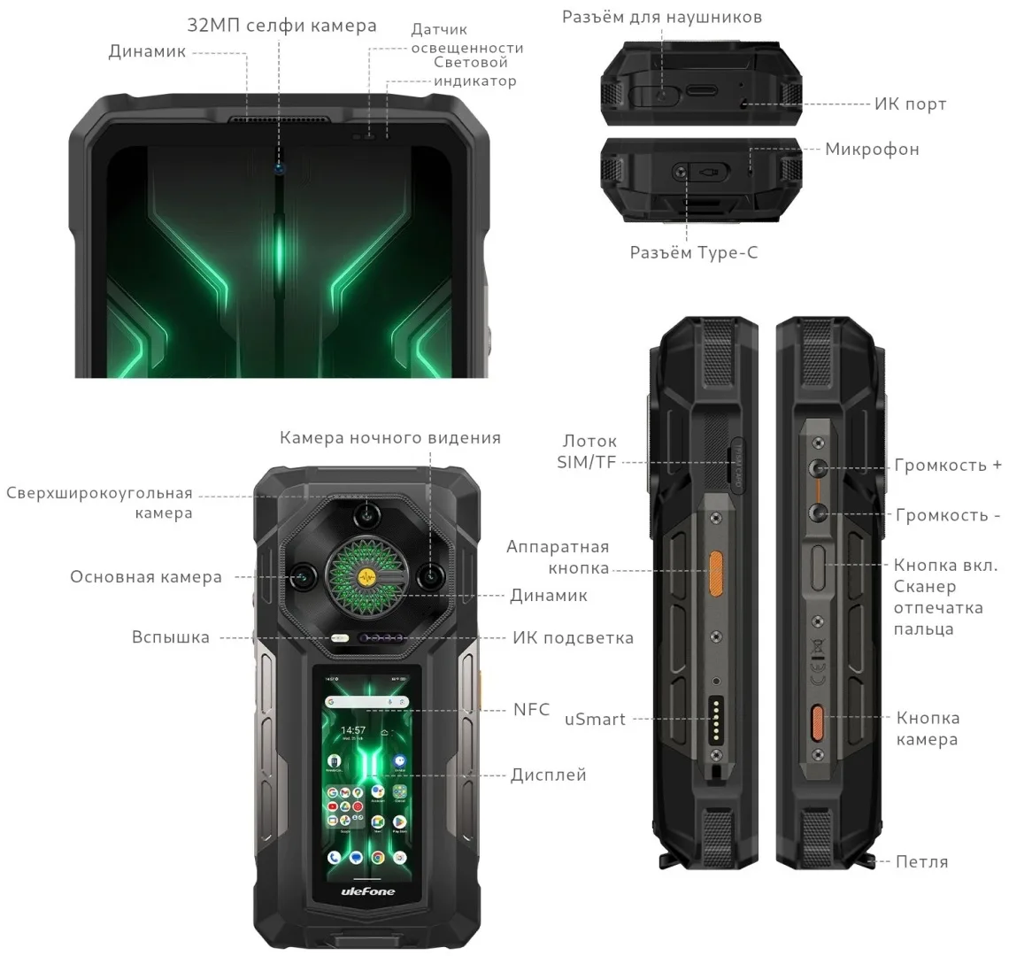 Смартфон Ulefone Armor 33 Pro 16 ГБ/512 ГБ черный