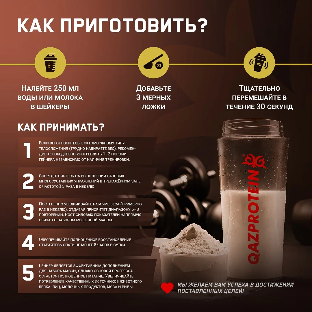 Гейнер Qazprotein Muscle Mass Gainer 1.4 кг Шоколадное мороженое (5024)