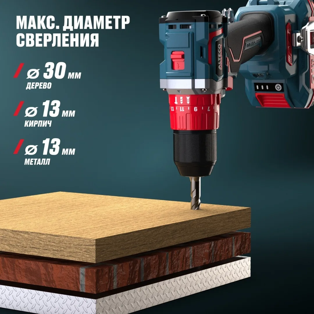 Бесщеточная аккумуляторная дрель-шуруповерт ALTECO CID 21-60 BL