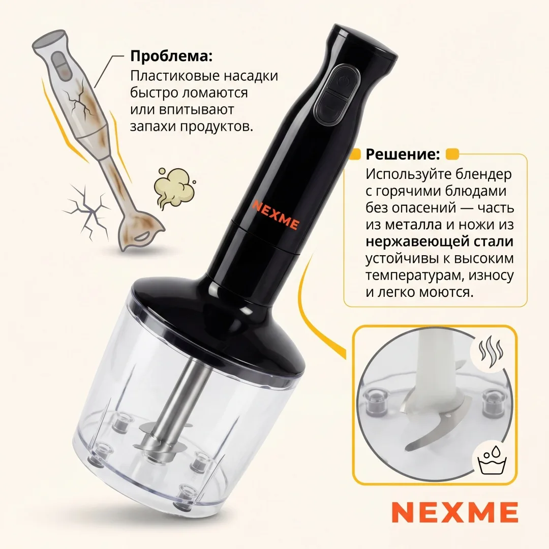 Блендер погружной Nexme HB-107BL Черный