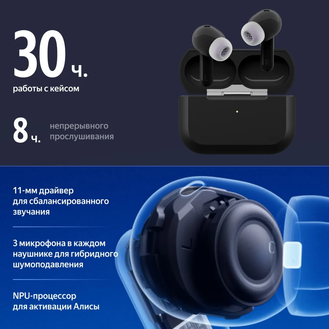 Беспроводные наушники Yandex Дропс YNDX-00150BLK Черный