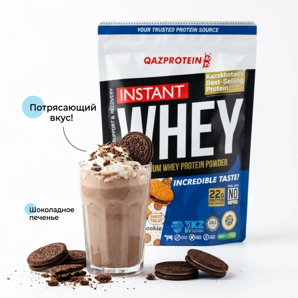 Протеин Qazprotein Instant WHEY 900г Шоколадное печенье (3501)