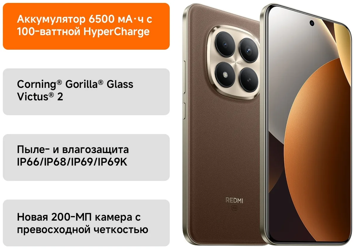 Смартфон Redmi Note 15 Pro+ 5G 8/256GB Mocha Brown