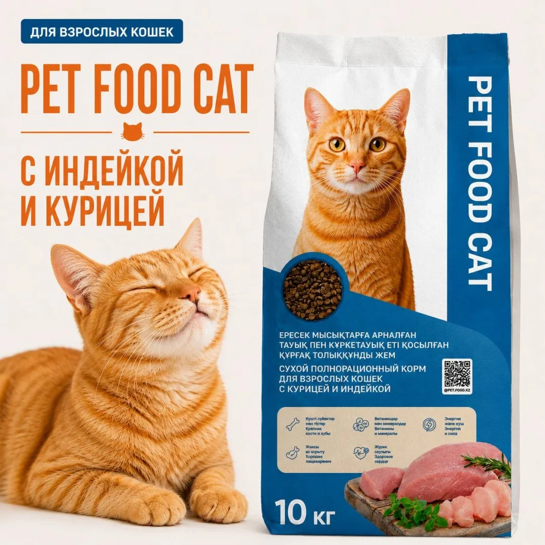 Корм Pet Food Cat курица-индейка 10кг