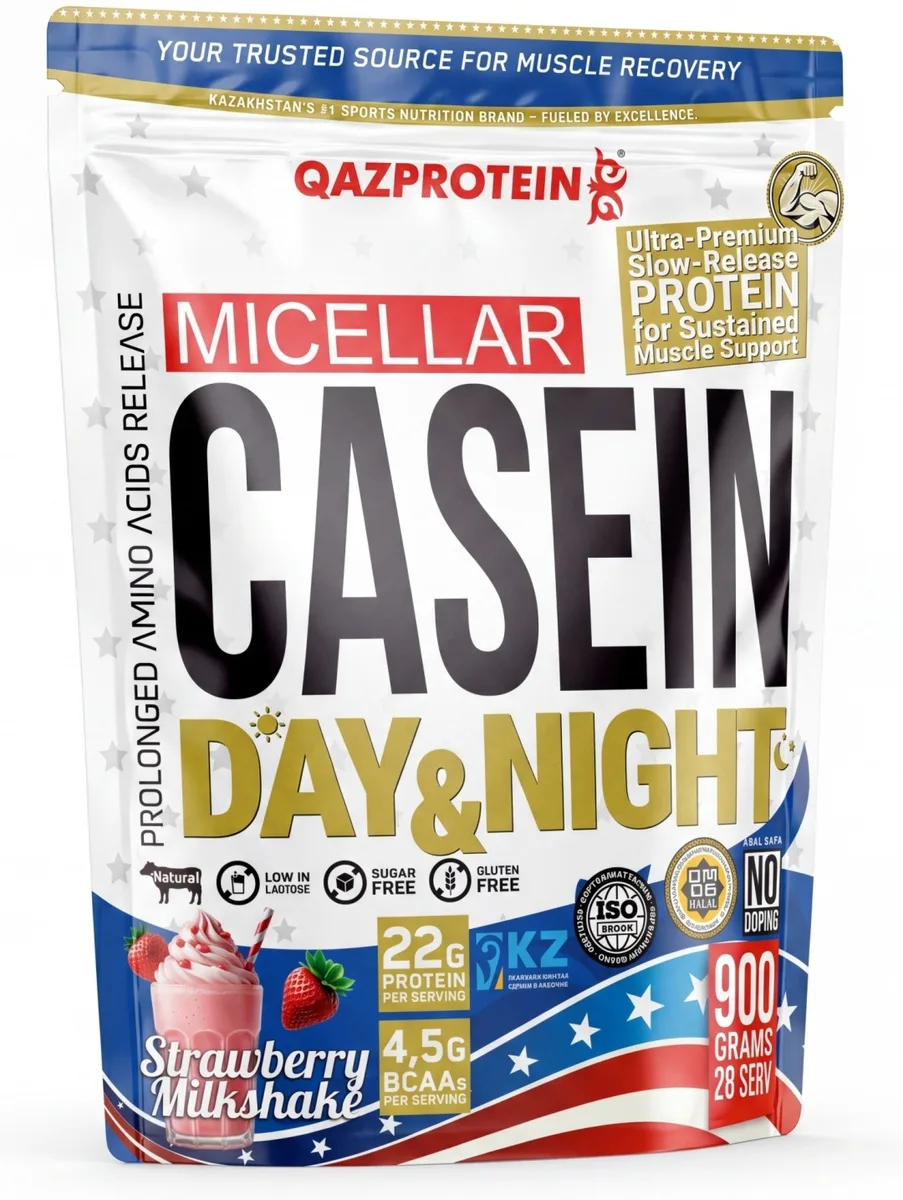 Протеин Qazprotein Micellar Casein 900г Клубника (5030/5038)