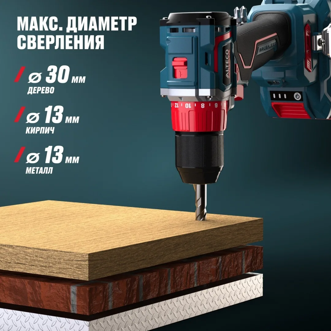 Бесщеточная аккумуляторная дрель-шуруповерт ALTECO CD 21-60 BL