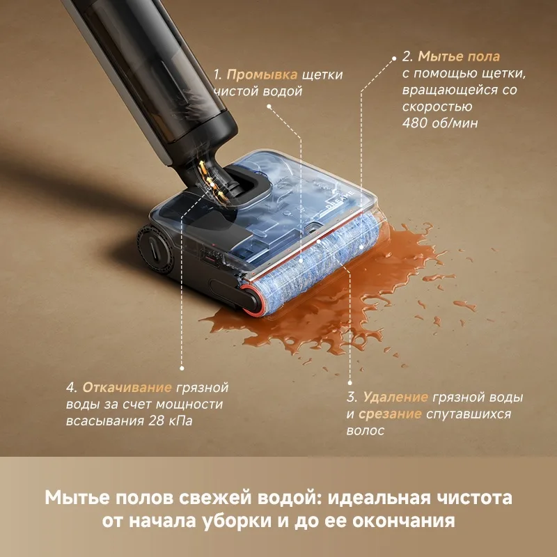 Беспроводной ручной пылесос Dreame H16 Steam Черный