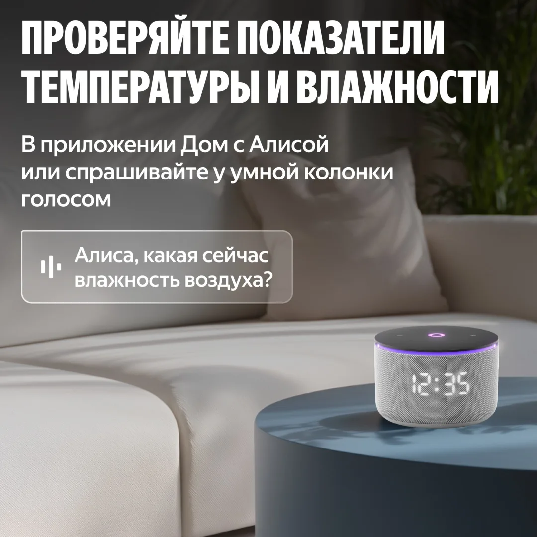 Умный пульт с датчиком температуры и влажности Yandex YNDX-00571 Черный
