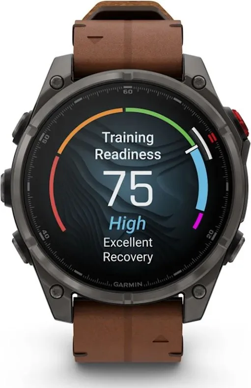 Смарт-часы Garmin Fenix 8 Pro 47 мм черный-коричневый (+ремешок) (03198-40)