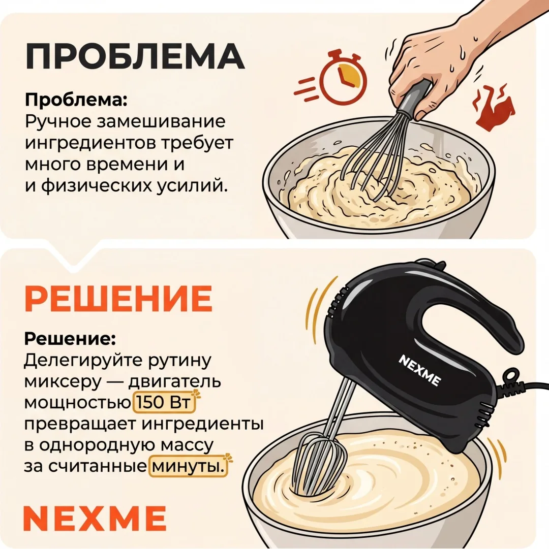 Ручной миксер Nexme GHM-001BL черный