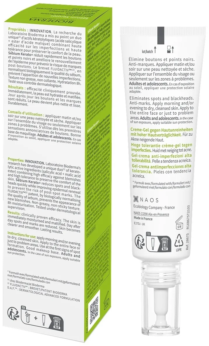 Гель-крем против несовершенств Bioderma Sebium Kerato+ 30мл /805367/