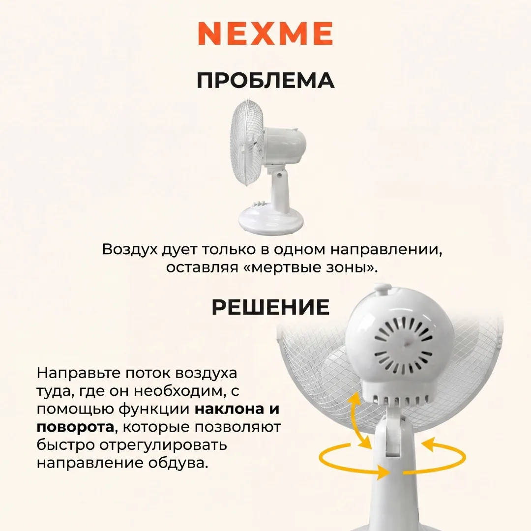 Вентилятор настольный Nexme FT-25 Белый